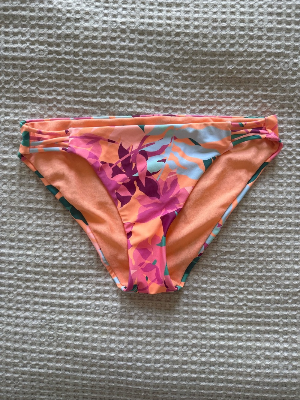 Tropical Floral Bikini Bottoms in Coral & Pink